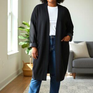 (D-98)APT 9 Womens Black Open Front Cardigan Sweater Size XXL Long Sleeve Casual